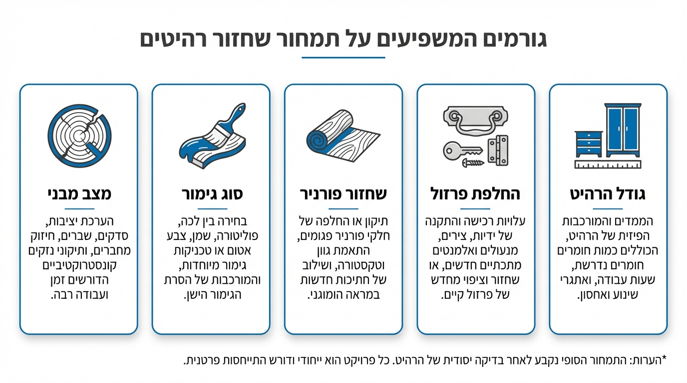 גורמים המשפיעים על מחיר רסטורציה לרהיטים