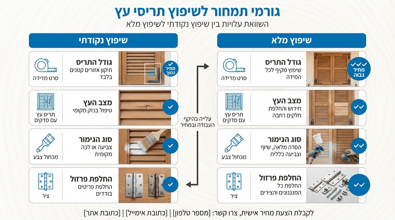 עלות שיפוץ תריסים מעץ