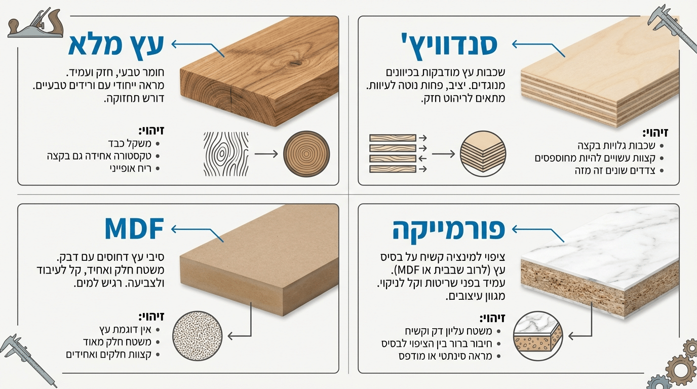 זיהוי חומרי רהיטים שונים לפני צביעה מקצועית