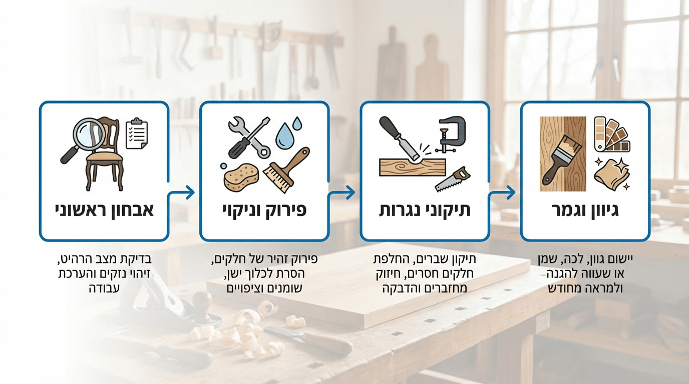 שלבי העבודה בחידוש רהיטים מקצועי