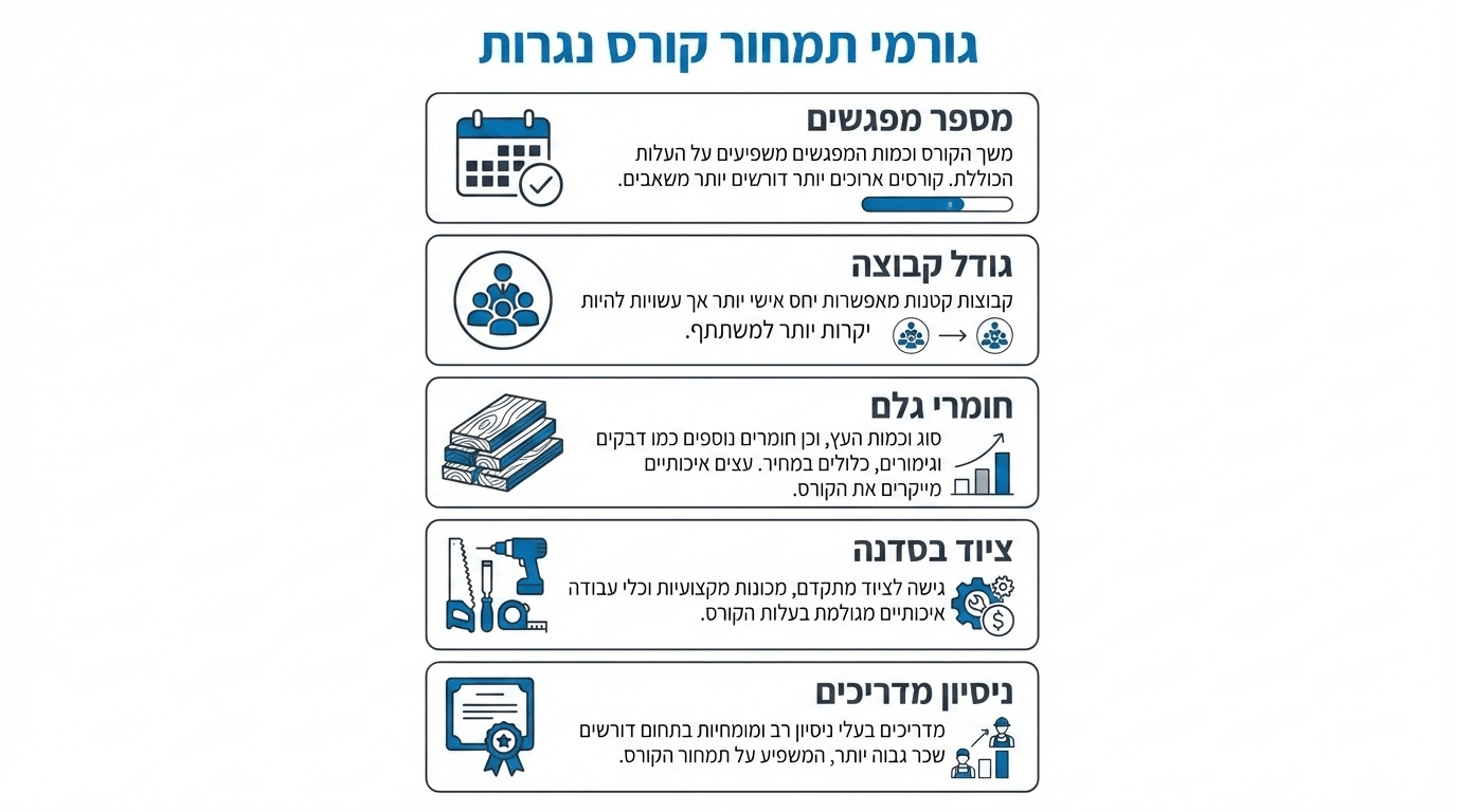 גורמים המשפיעים על מחיר קורס נגרות