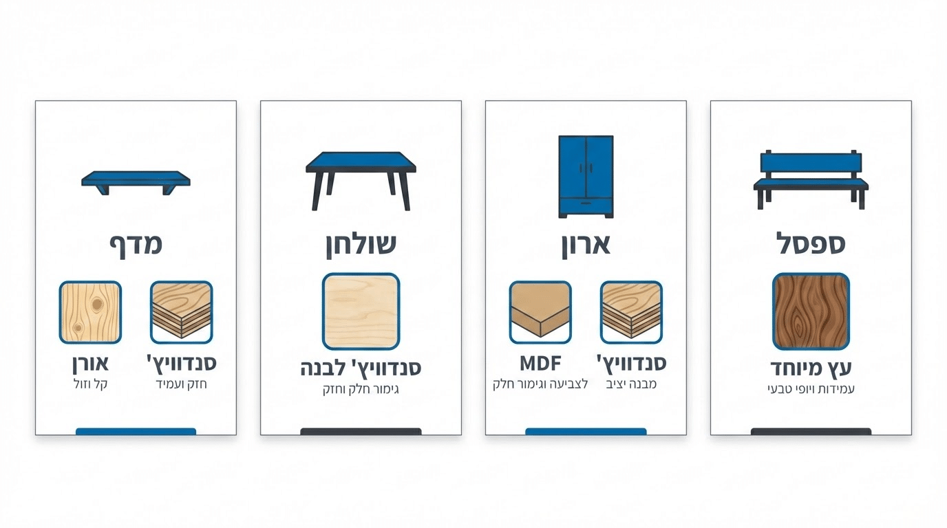 התאמת סוגי עץ לפרויקטים שונים בנגרות