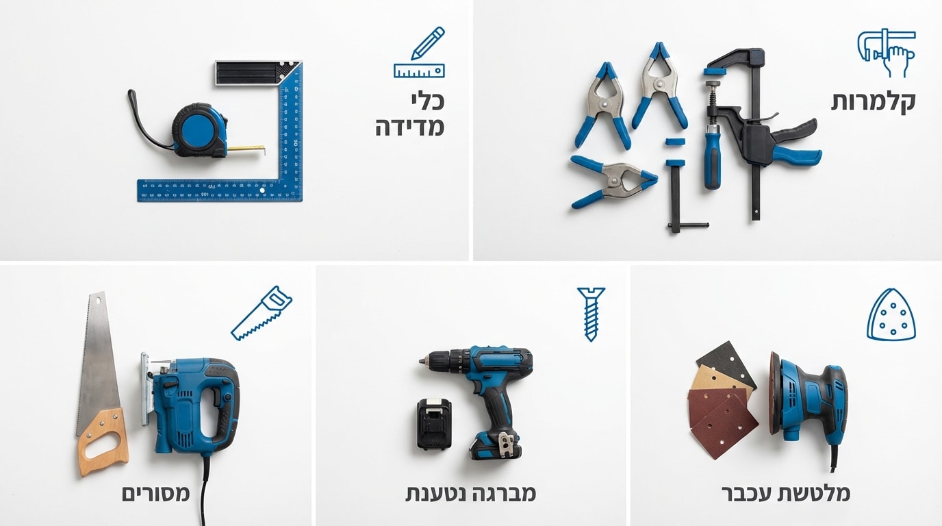 כלי נגרות בסיסיים למתחילים - סרט מידה, זוויתן, מקדחה ומסור