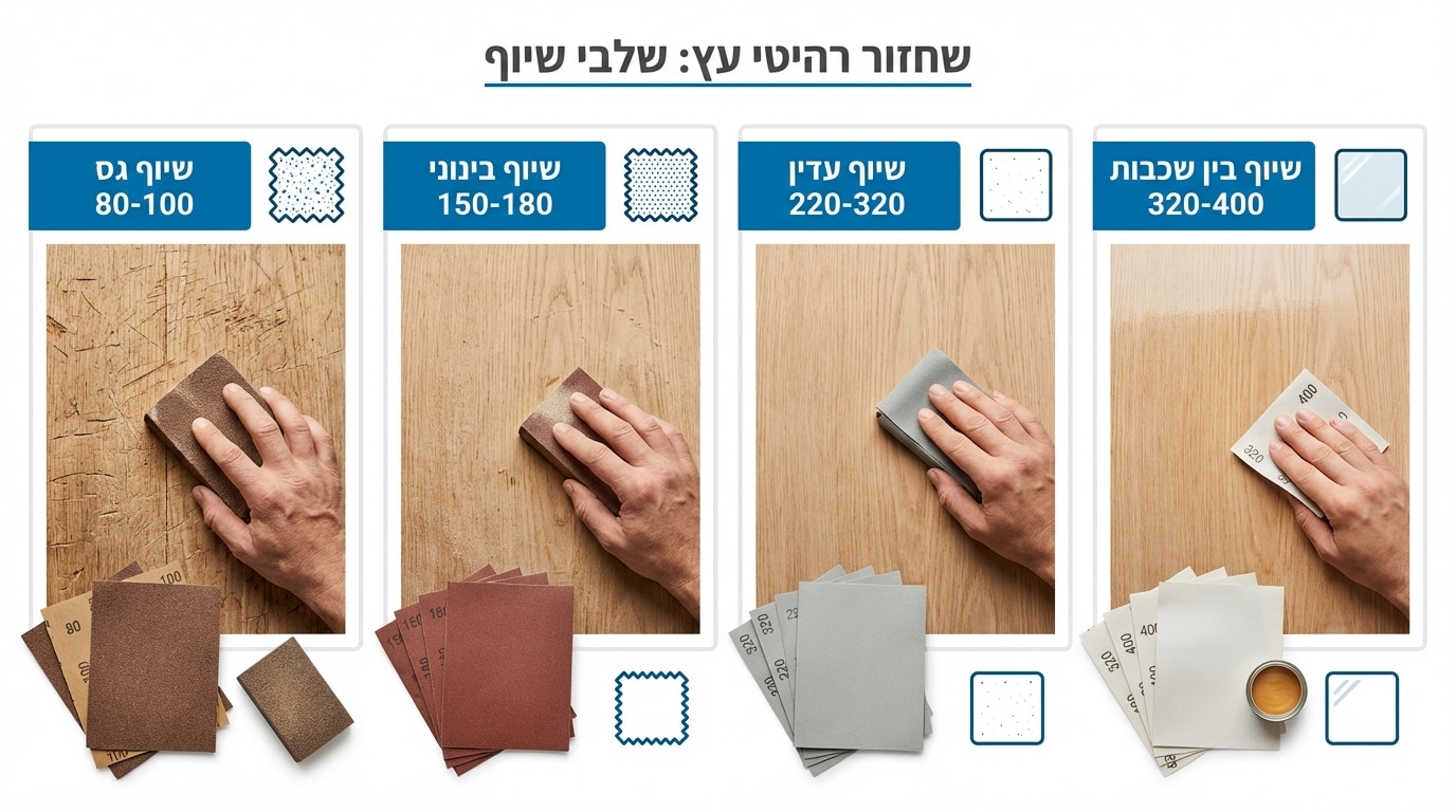 שיוף שידה ישנה לפני צביעה