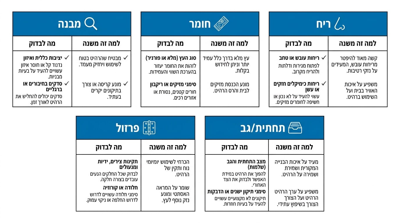 טבלת צ'ק-ליסט מהירה לרכישת רהיט וינטג'