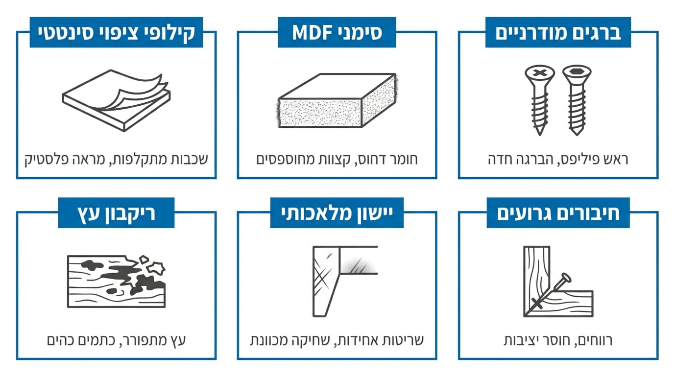 דגלים אדומים שמרמזים על חיקוי או רהיט באיכות נמוכה