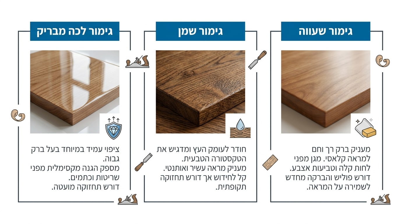 ההבדל בין לכה שמן וווקס בגימור רהיט משפחתי