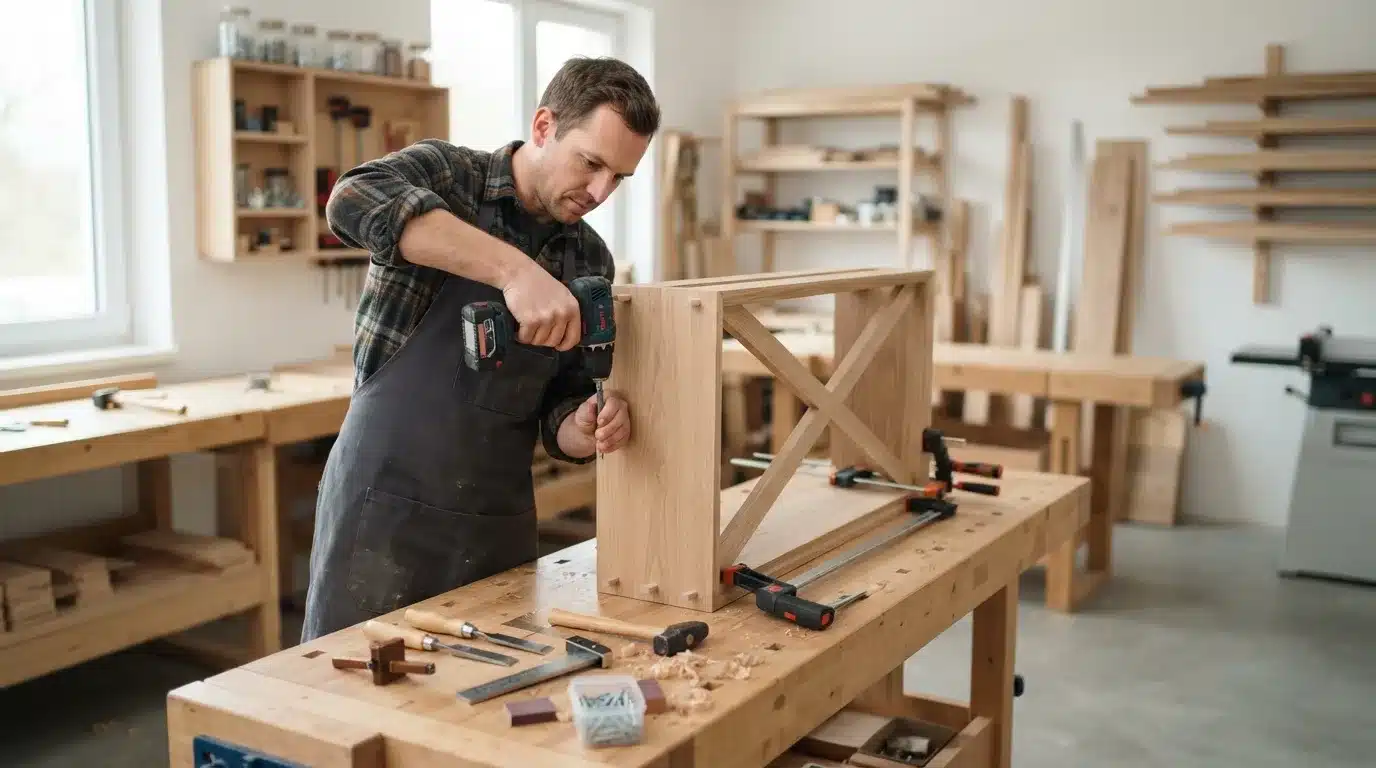שלבי בניית רהיט מעץ (ללא מסור)